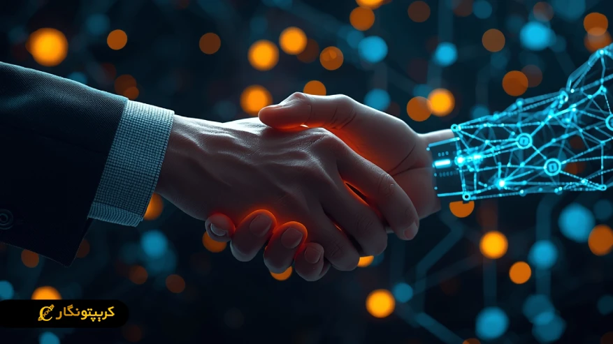 دست دادن انسان و هوش مصنوعی با مفهوم توکن‌ های AI