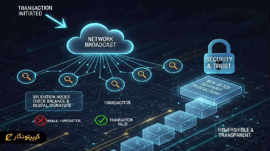 نمایی شماتیک از زنجیره بلاکچین
