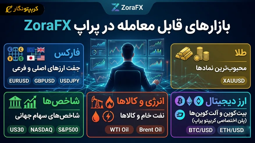 نمادهای قابل معامله در پراپ ZoraFX
