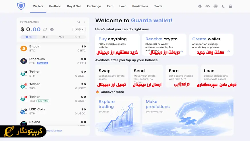 مدیریت کیف پول گواردا