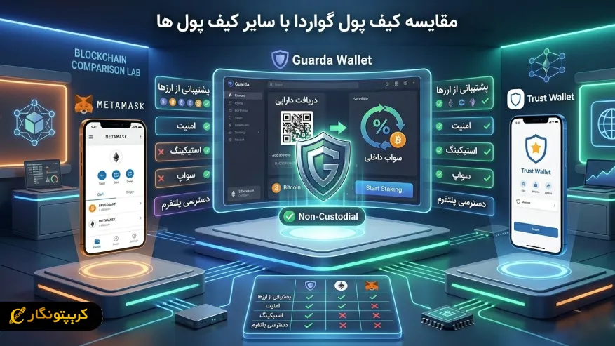 مقایسه کیف پول گواردا با تراست ولت و متامسک