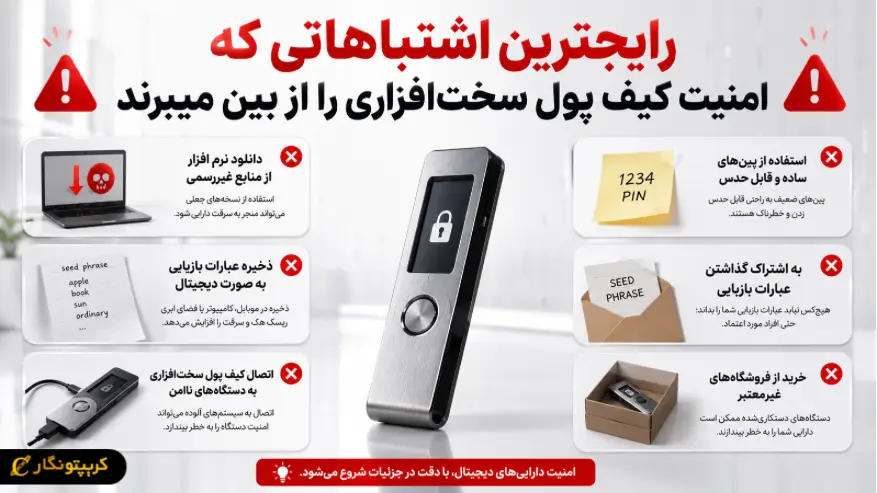 رایج ترین اشتباهاتی که امنیت کیف پول سخت افزاری را از بین می برند