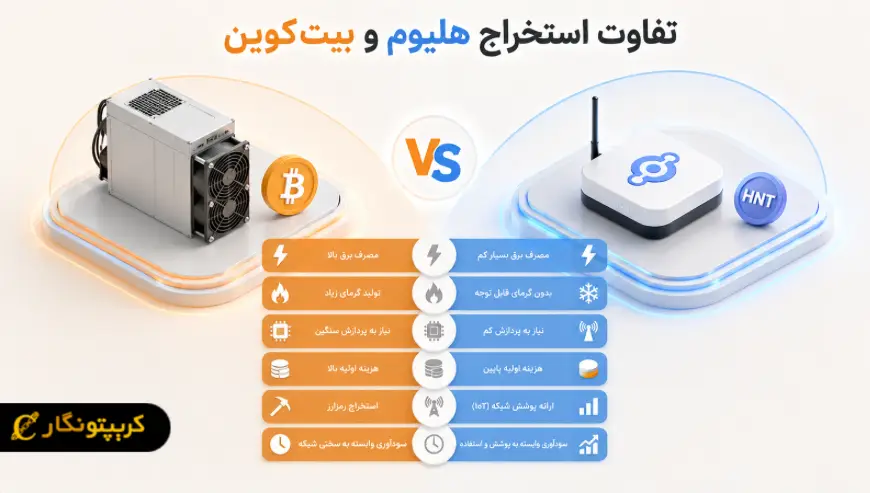 تفاوت استخراج هلیوم و بیت کوین