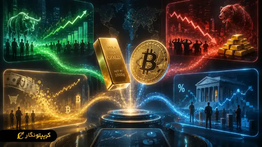 تاثیر قیمت طلا بر بیت کوین در شرایط مختلف بازار