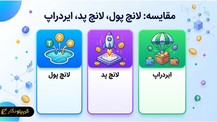 مقایسه لانچ پول، لانچ پد و ایردراپ؛ کدام روش دریافت ارز دیجیتال بهتر است؟